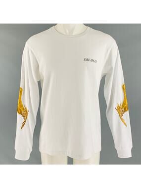 CHRISTIAN DADA Size XS White Gold Embroidery Cotton Long Sleeve T-shirt